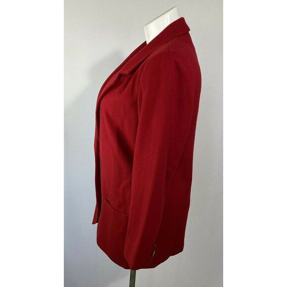 Lands End Red Wool Cashmere Jacket Coat One Button Pockets Size 12 - Picture 4 of 9